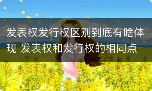 发表权发行权区别到底有啥体现 发表权和发行权的相同点