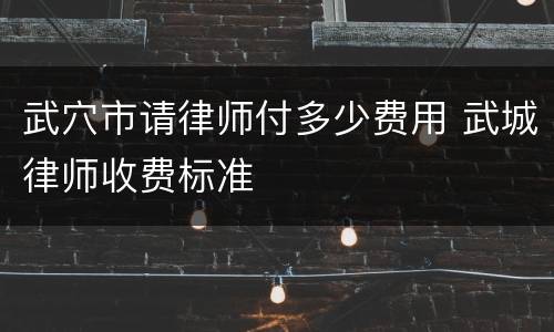 武穴市请律师付多少费用 武城律师收费标准