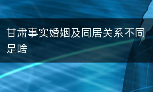 甘肃事实婚姻及同居关系不同是啥