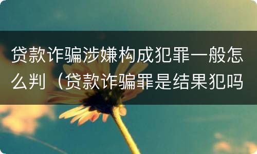贷款诈骗涉嫌构成犯罪一般怎么判（贷款诈骗罪是结果犯吗）