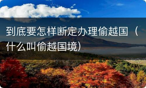 到底要怎样断定办理偷越国（什么叫偷越国境）
