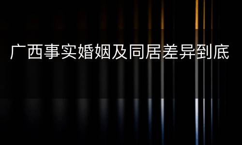 广西事实婚姻及同居差异到底