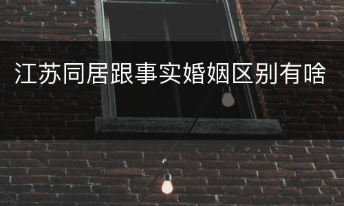 江苏同居跟事实婚姻区别有啥