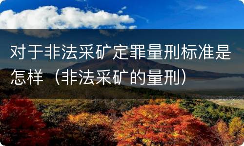 对于非法采矿定罪量刑标准是怎样（非法采矿的量刑）