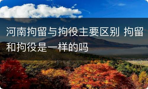 河南拘留与拘役主要区别 拘留和拘役是一样的吗