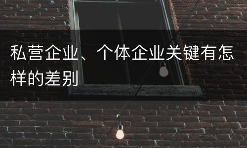 私营企业、个体企业关键有怎样的差别
