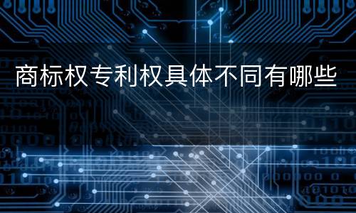 商标权专利权具体不同有哪些