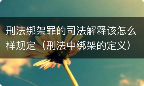 刑法绑架罪的司法解释该怎么样规定（刑法中绑架的定义）
