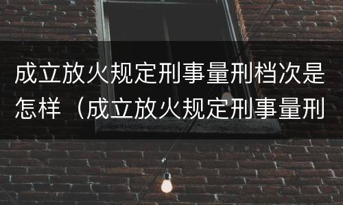 成立放火规定刑事量刑档次是怎样（成立放火规定刑事量刑档次是怎样划分的）
