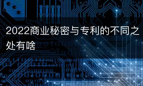 2022商业秘密与专利的不同之处有啥