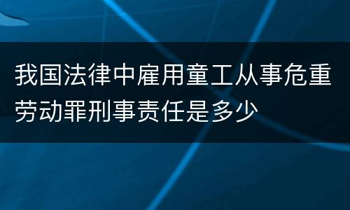 我国法律中雇用童工从事危重劳动罪刑事责任是多少