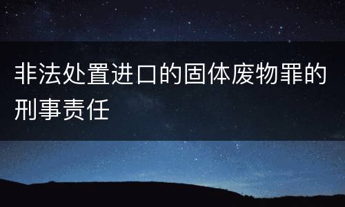 非法处置进口的固体废物罪的刑事责任