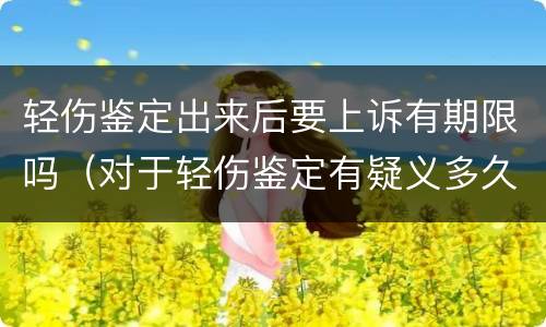 轻伤鉴定出来后要上诉有期限吗（对于轻伤鉴定有疑义多久可以提出来）