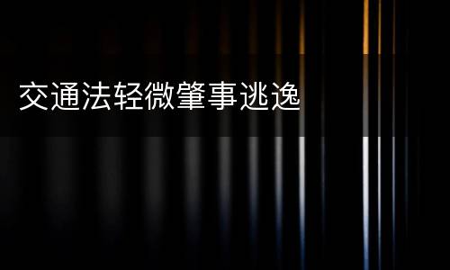 交通法轻微肇事逃逸