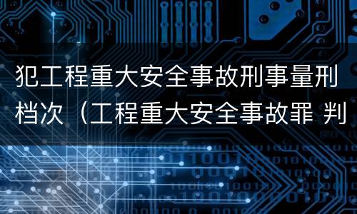 犯工程重大安全事故刑事量刑档次（工程重大安全事故罪 判例）