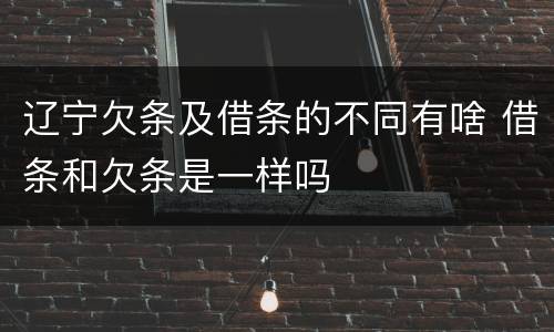 辽宁欠条及借条的不同有啥 借条和欠条是一样吗