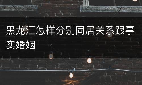 黑龙江怎样分别同居关系跟事实婚姻