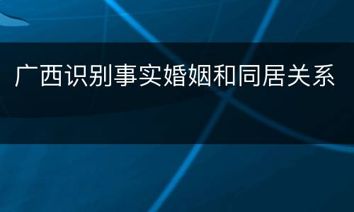 广西识别事实婚姻和同居关系