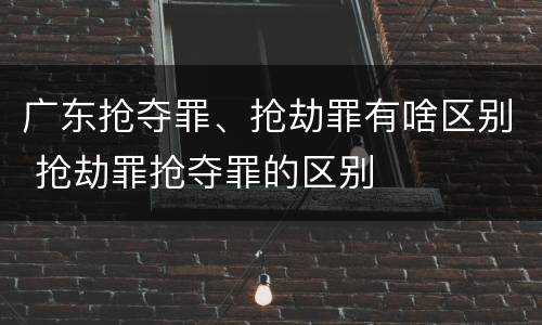 广东抢夺罪、抢劫罪有啥区别 抢劫罪抢夺罪的区别