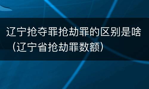 辽宁抢夺罪抢劫罪的区别是啥（辽宁省抢劫罪数额）
