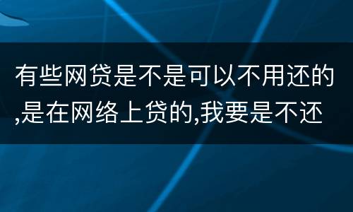 有些网贷是不是可以不用还的,是在网络上贷的,我要是不还,他们起诉我的可能性大不大
