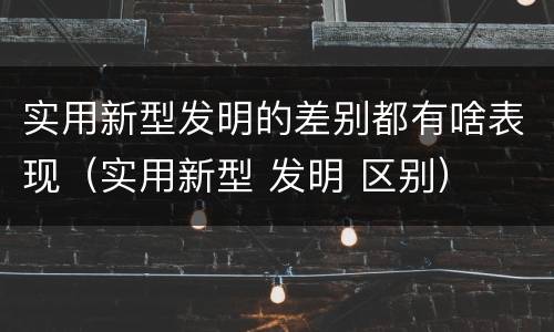 实用新型发明的差别都有啥表现（实用新型 发明 区别）