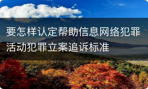 要怎样认定帮助信息网络犯罪活动犯罪立案追诉标准