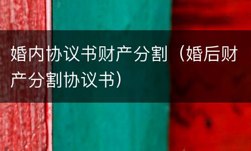 婚内协议书财产分割（婚后财产分割协议书）