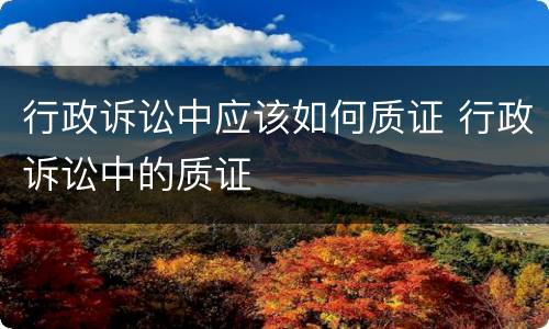 行政诉讼中应该如何质证 行政诉讼中的质证