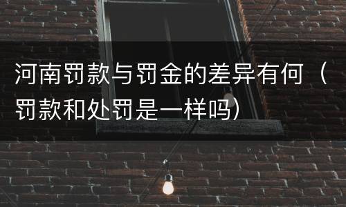 河南罚款与罚金的差异有何（罚款和处罚是一样吗）