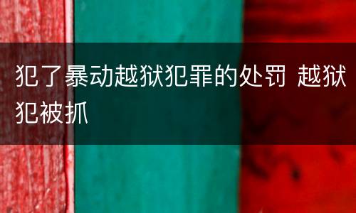 犯了暴动越狱犯罪的处罚 越狱犯被抓