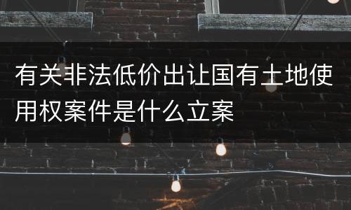 有关非法低价出让国有土地使用权案件是什么立案