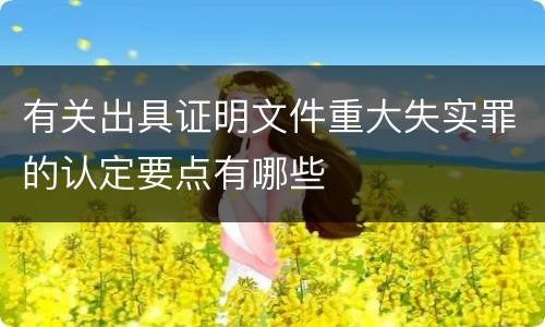 有关出具证明文件重大失实罪的认定要点有哪些