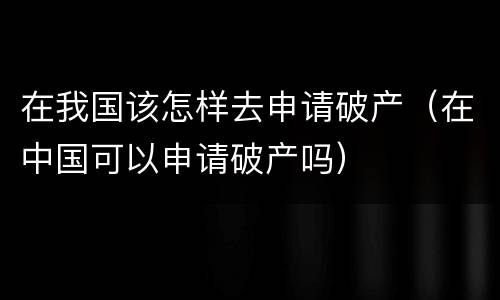 在我国该怎样去申请破产（在中国可以申请破产吗）
