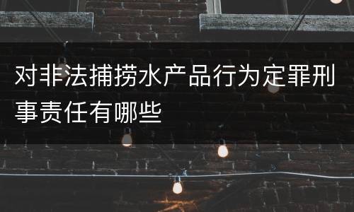 对非法捕捞水产品行为定罪刑事责任有哪些