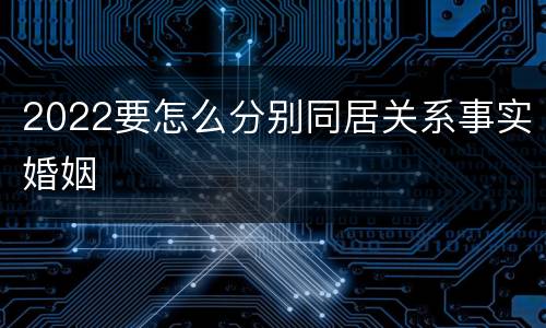 2022要怎么分别同居关系事实婚姻
