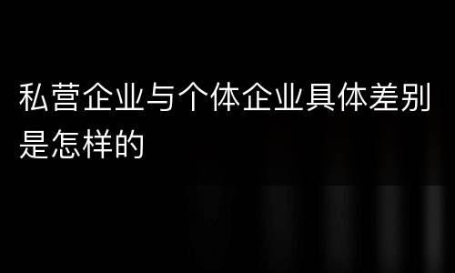 私营企业与个体企业具体差别是怎样的