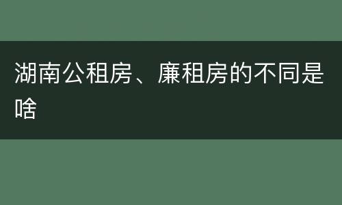 湖南公租房、廉租房的不同是啥