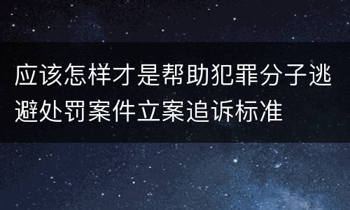 应该怎样才是帮助犯罪分子逃避处罚案件立案追诉标准