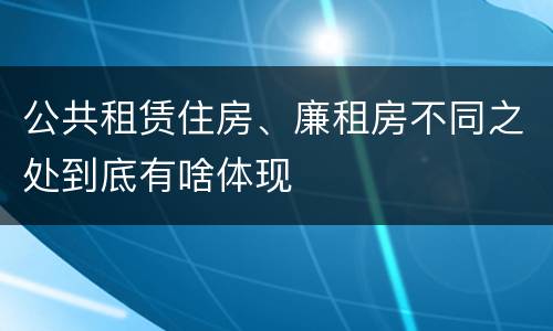 公共租赁住房、廉租房不同之处到底有啥体现