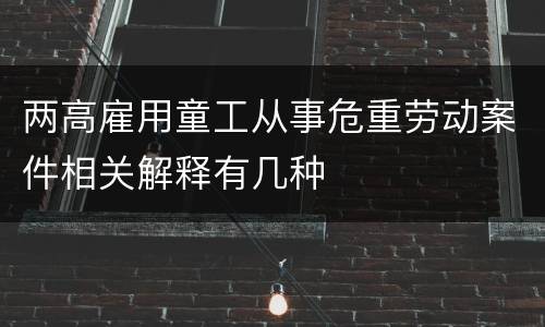 两高雇用童工从事危重劳动案件相关解释有几种