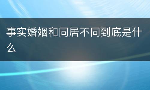 事实婚姻和同居不同到底是什么