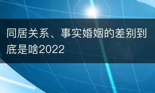 同居关系、事实婚姻的差别到底是啥2022