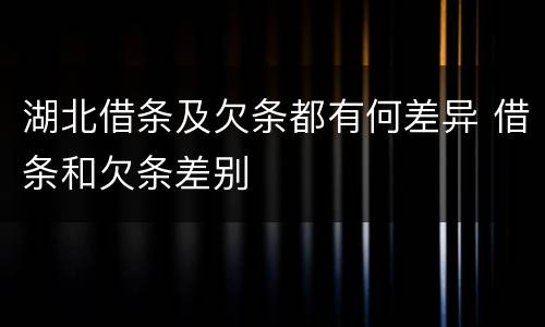 湖北借条及欠条都有何差异 借条和欠条差别