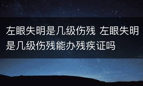 左眼失明是几级伤残 左眼失明是几级伤残能办残疾证吗