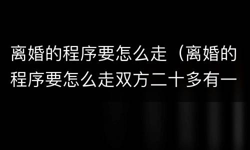 离婚的程序要怎么走（离婚的程序要怎么走双方二十多有一个小男孩归谁抚养）