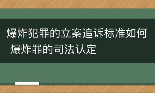 爆炸犯罪的立案追诉标准如何 爆炸罪的司法认定