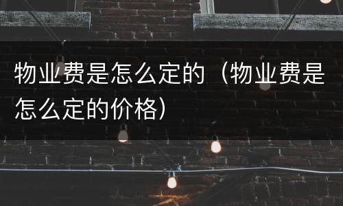 物业费是怎么定的（物业费是怎么定的价格）