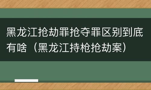 黑龙江抢劫罪抢夺罪区别到底有啥（黑龙江持枪抢劫案）