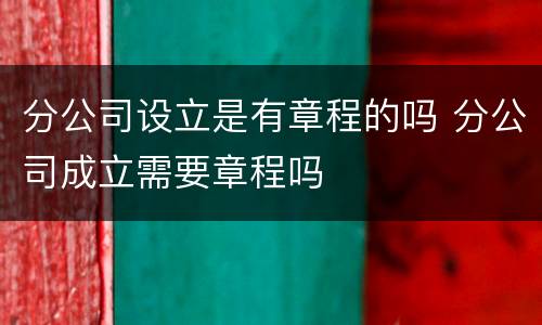 分公司设立是有章程的吗 分公司成立需要章程吗